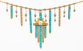 A Victorian Egyptian revival fringe necklace,
