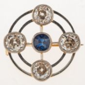 An antique sapphire and diamond brooch,