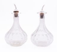 A pair of Elizabeth II silver and glass oil and vinegar bottles by J B Chatterley & Sons Ltd,