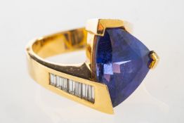 A tanzanite and diamond ring,