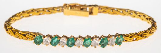 An emerald and diamond bracelet,