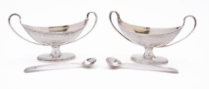 A pair of George III silver Neo-classical open salts by Robert Hennell I, London 1793,
