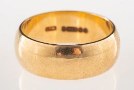 A 9ct gold wedding band, UK hallmark, size P1/2 to Q, 6.5grams.