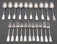A mixed group of Fiddle pattern flatware, mostly early 19th century, various dates and makers,