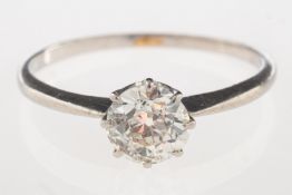 A diamond solitaire ring, claw set with an old-cut diamond, diamond approx. 0.