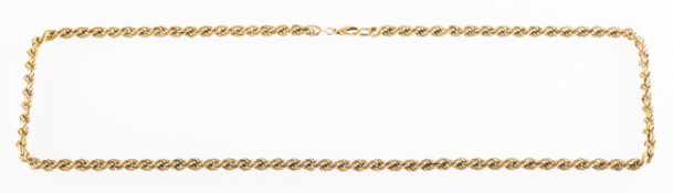 A rope twist chain, with lobster catch fitting, Import mark for 375, length approx. 70.0cm, 35.