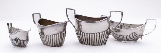 A mixed group of silver including; a two handled sugar bowl and matching cream jug Birmingham 1890,