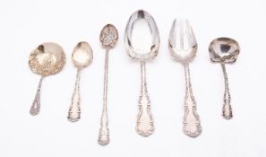 A group of late 19th century American silver serving spoons by Whiting Manufacturing Co.