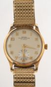 Ollivant and Bulsford a gold gentlemans wristwatch the dial signed Ollivant & Bulsford, 17 Jewels,