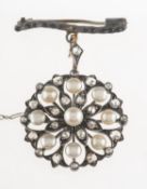A Victorian diamond and pearl brooch pendant,