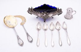 A group of Art Nouveau silver and silver plate including;