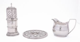 A George III silver cream jug by John Merry, London 1815, of plain bellied form,