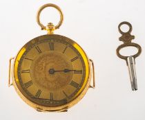 An 18K gold lady's wrist/pocket watch the open-faced gold pocket watch now fitted with wristwatch