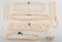 A mixed group of pearl necklaces,