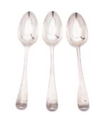 A pair of George III silver Hanoverian pattern table spoons by Charles Hougham,