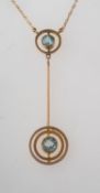 An early 20th century aquamarine set necklace,