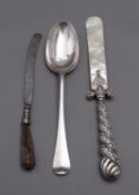 An Edward VII silver and mother of pearl paper knife maker's mark rubbed out Birmingham 1900,