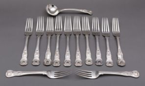 A set of ten silver Kings pattern table forks by William Troby, London 1822,
