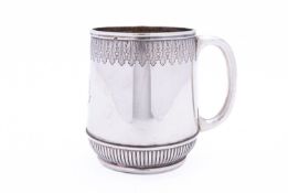 A Victorian silver christening mug by William Hunter & Son, London 1871, of inverted tapering form,