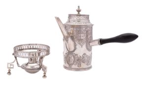 A late 19th century Continental silver biggin/ coffee pot pseudo marks struck out,