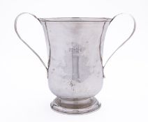 A George II silver two handled cup by John Langlands I, Newcastle 1751, of bell form, 13cms. (5.