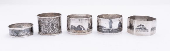 Three mid 20th century Persian silver niello napkin rings, not marked, probably Iraqi,