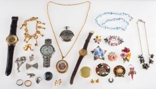 A mixed group of costume and silver jewellery,