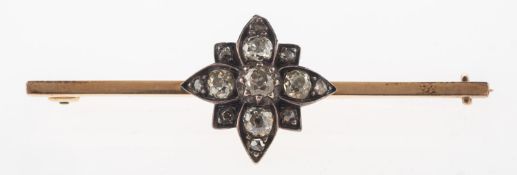 An antique diamond bar brooch, possibly Georgian,