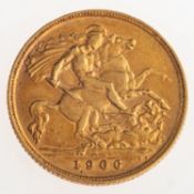 A half sovereign, George V 1906, 4.0grams.
