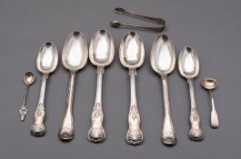 A mixed group of flatware including; a pair of Victorian Old English,
