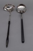 A George II silver double spout punch ladle by David Hennell I, London 1750,
