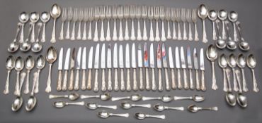 An Elizabeth II silver canteen of King's pattern flatware by Carr's of Sheffield Ltd,