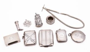 A mixed group of silver and silver plate including;