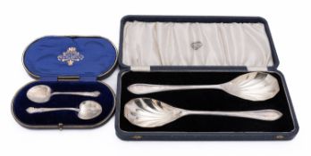 A cased pair of Art Deco silver serving spoons by Collingwood & Sons Ltd, Sheffield 1936,