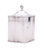 An early 19th century Sheffield Plate tea caddy, not marked, of serpentine form,