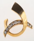 A diamond pendant, a crossover style pendant set with brilliant-cut diamonds to one side,
