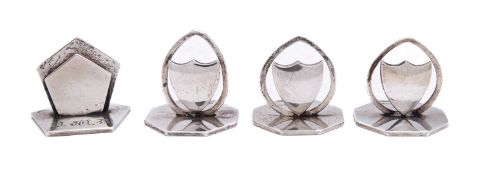 Three Edward VII silver menu holders by Horace Woodward & Co, Birmingham 1905,