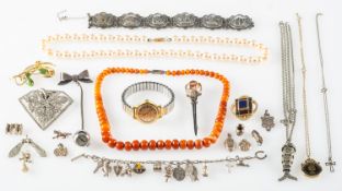 A quantity of costume and silver jewellery, including a vintage Zenith mechanical wind wristwatch,