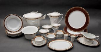 Rosenthal, Versace, 'Medaillon Meandre Madrron' pattern porcelain dinner service for twelve settings