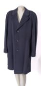 Burberry of London; a men's blue wool overcoat probably size 42 chest.
