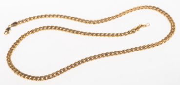 A curb chain, of flat curb links, partial import mark for 375, lobster catch marked 9k,