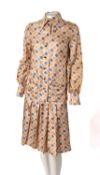 Jaeger,London A triacetate cream jacket and matching skirt with blue,