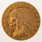 A United States of America Five Dollars 1909 coin, 8.6grams.