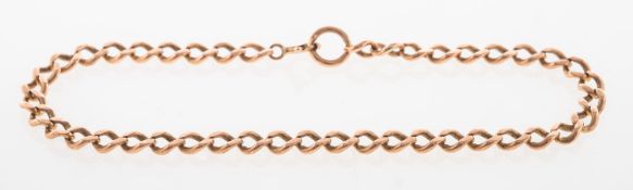 A curb link bracelet, the bolt ring marked 9K, length approx. 21.0cm, 7.4grams.