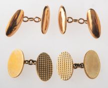 Two pairs of 9ct gold cufflinks,