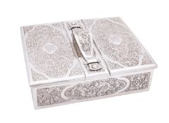A Victorian silver double cigar box by William Leuchars, London 1888, of rectangular form,