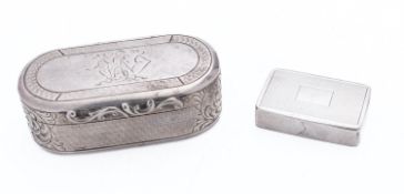 A Victorian silver snuff box by George Unite, Birmingham 1864, of rounded rectangular form,