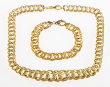 A double-curb link necklace and similar bracelet, a necklace of graduated double-curb links,