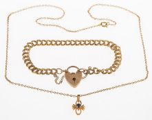 Two items of jewellery, including a 9ct gold double-link curb bracelet,