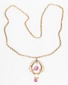 An Art Nouveau pendant and chain,